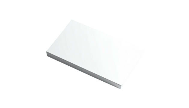 Angled, rectangular stack of clean white paper, against a stark black backdrop