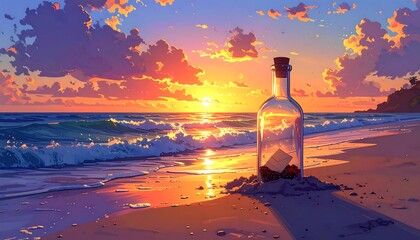 Sunset Beach Bottle Message.