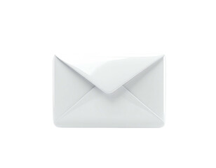 Shiny, white, 3D-rendered envelope against a black background