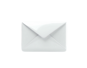 Shiny, white, 3D-rendered envelope against a black background