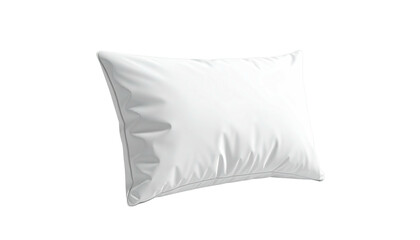 A pristine white, rectangular pillow on a solid black background, slightly angled