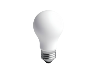 Isolated white bulb against black, showcasing frosted glass and silver base