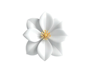 Elegant white flower with yellow center, petals arranged against a black background