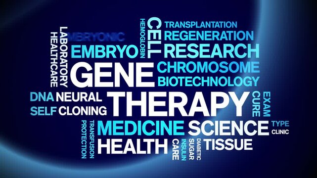 Gene Therapy animated word cloud-text design animation tag kinetic typography seamless loop.