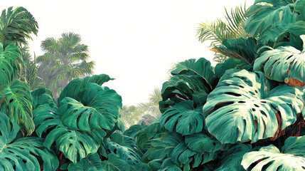 Fototapeta premium Lush Monstera Deliciosa Foliage Background for Tropical Vibes