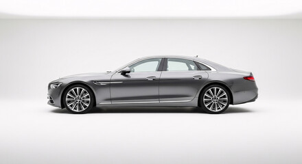 Fototapeta premium Generic Modern Car on a White Studio Background - 3D Render