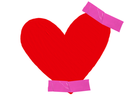 A red hearts with pink tape PNG
