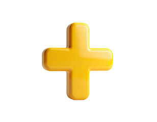 Shiny, golden plus sign floats against a stark black background