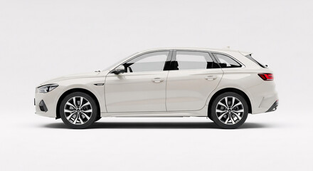 Fototapeta premium Generic Modern Car on a White Studio Background - 3D Render