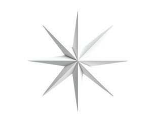 A bright white eight-pointed star, rendered with dimensional shading on a black background
