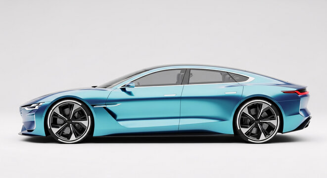 Generic Modern Car on a White Studio Background - 3D Render