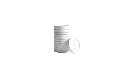 A stack of white coins with a dollar symbol, on a black background