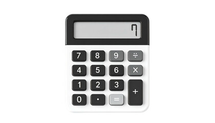A front view of a modern calculator displaying the number seven on its screen