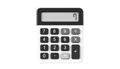 A front view of a modern calculator displaying the number seven on its screen