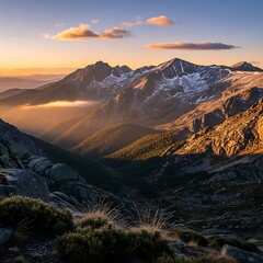 Majestic Mountain Vista at Sunset - A Serene Landscape.