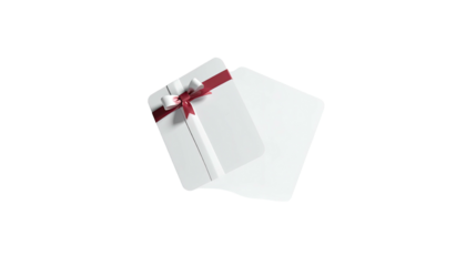 Gift card wrapped with a red ribbon and an envelope on a black background