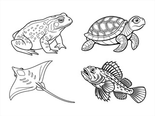 coloring page line art the animal black vector bundle