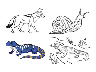 coloring page line art the animal black vector bundle