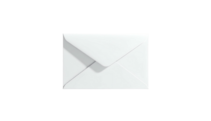 A white envelope on a black background, showing shadows and a slight angle