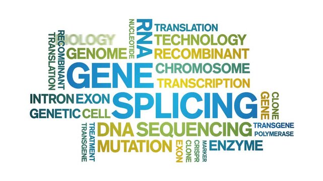Gene Splicing animated word cloud-text design animation tag kinetic typography seamless loop.