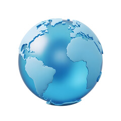 Fototapeta premium Blue globe showing continents a 3D render for geography and environmental concepts isolated on white isolated 