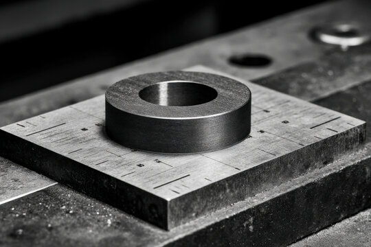 Weighted metal decision coin on calibration scale in minimal studio setting