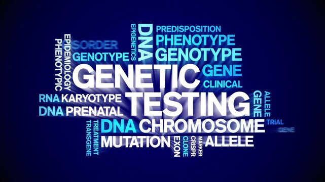 Genetic Testing animated word cloud-text design animation tag kinetic typography seamless loop.