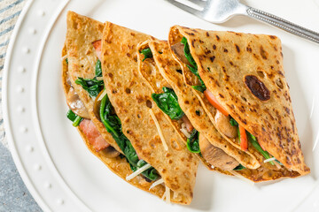 Homemade Savory French Crepes with Spinach