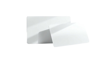 Two rectangular white cards, one larger than the other, overlapping