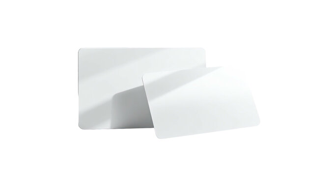 Two rectangular white cards, one larger than the other, overlapping