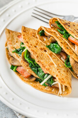 Homemade Savory French Crepes with Spinach