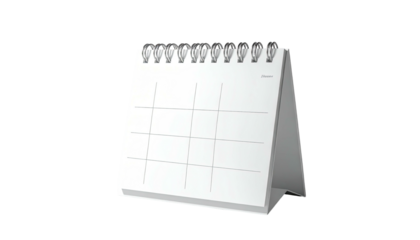 3D render of a blank, white, paper calendar on a dark background