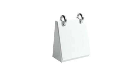 3D rendering of a blank, white desk calendar against a black background