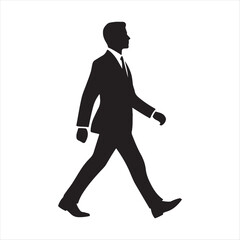  Businessperson Walking vector silhouette outline logo design concept illustration