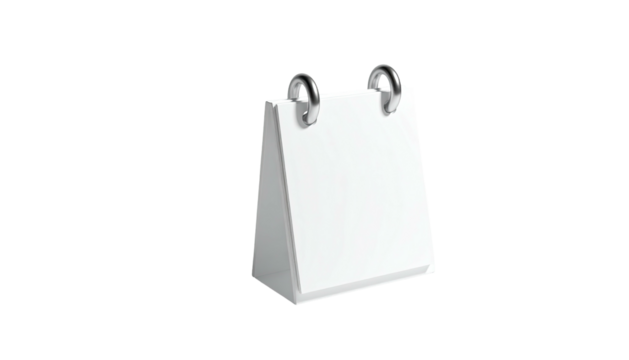 3D rendering of a blank, white desk calendar against a black background