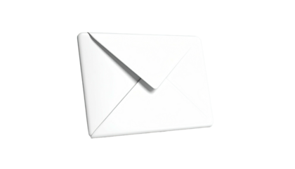 A clean, white envelope floating in the blackness, with a soft shadow