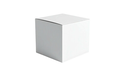 Simple, pristine, white, three-dimensional cube, against a stark black background