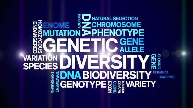 Genetic Diversity animated word cloud-text design animation tag kinetic typography seamless loop.