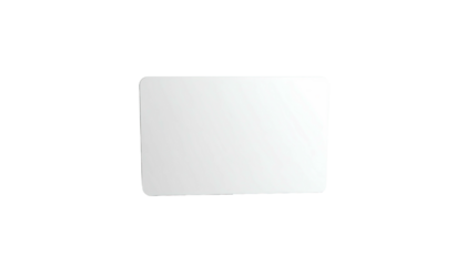 Bright white rectangle with rounded corners floating against a stark black backdrop