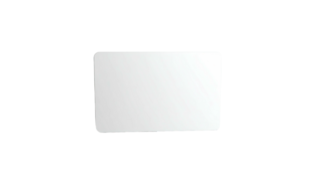 Bright white rectangle with rounded corners floating against a stark black backdrop
