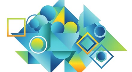 Geometric Harmony - A Vibrant Abstract Composition of Shapes.