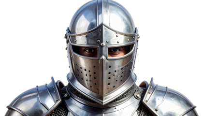 Knight in shiny, detailed metal armor