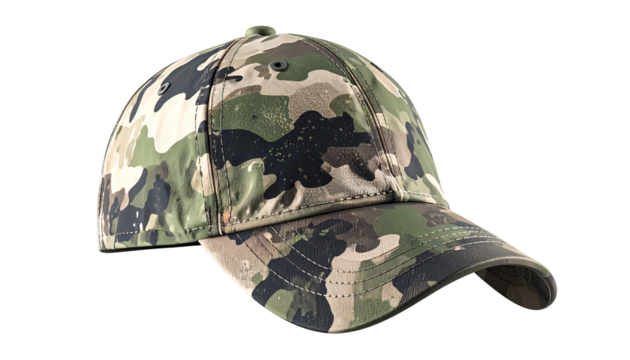 Camouflage pattern baseball cap on black - Powered by Adobe