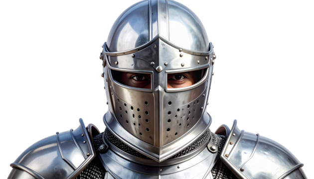 Knight in shiny, detailed metal armor
