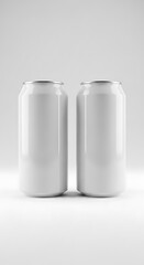 Two White Soda Cans on a White Background.