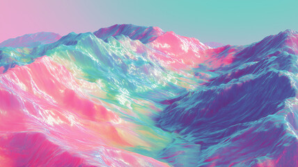 Vibrant Colorful Mountain Landscape with Rainbow Gradient