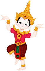 Thai Performing Arts Watercolor Illustration