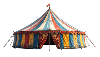 Striped colorful carnival circus tent
