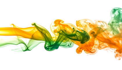 Swirling orange, green, smoke strands