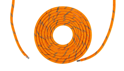 Coiled orange striped flexible tube